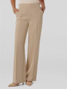 Ever New Mila d ring Beige Wide-Leg Crepe Pants